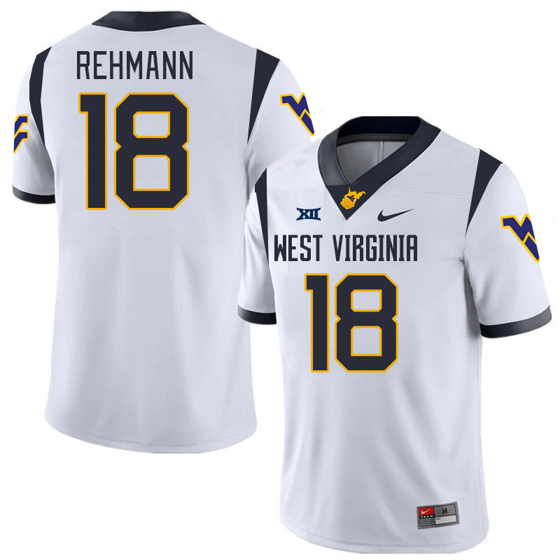 Men #18 Brandon Rehmann West Virginia Mountaineers College 2024 New Uniforms Football Jerseys Stitch